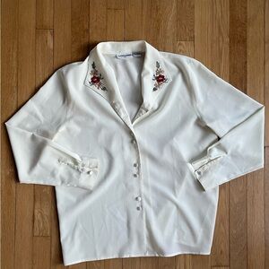 Vintage Embroidered Blouse - Ivory